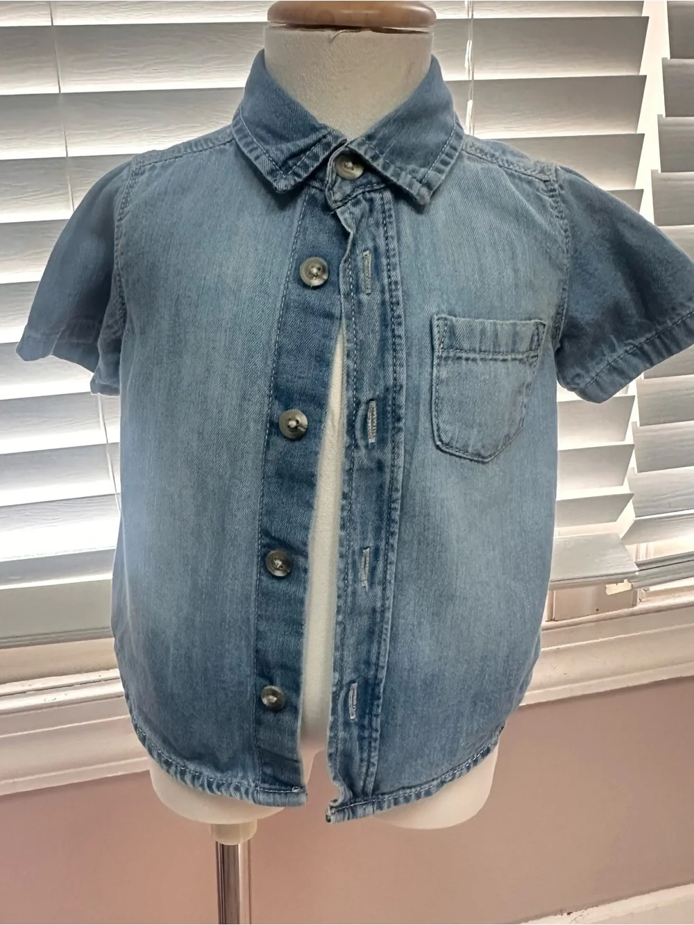 Old Navy Light Blue Denim Short-Sleeve Shirt